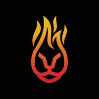 Kombination Löwe und Feuer in schwarzem Hintergrund, Vektorvorlage Logo-Design editierbar vektor