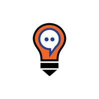 Logo-Design-Vektor-Kombination aus Lampe und Chat-Nachricht vektor