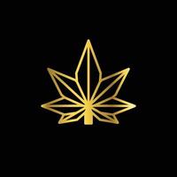 Cannabis flach minimalistisch in weißem Hintergrund, Vektor-Vorlage Logo-Design