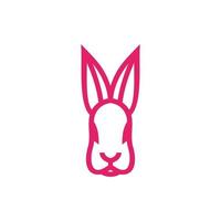 Kaninchenlinie mit Farbe rosa flach minimalistisch im Hintergrund weiß, Vektorschablonenlogodesign vektor
