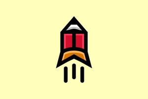 Vektor-Logo-Design-Kombination aus Bleistift und Rakete vektor