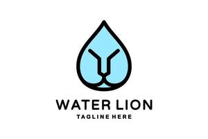 Vektor-Logo-Design-Kombination aus Tropfen Wasser und Löwengesicht vektor