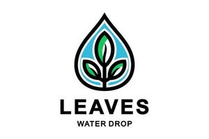 dubbel betydelse logo design kombination av vattendroppe och löv vektor