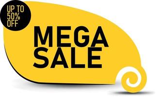 Mega Sale Label in den Farben Schwarz und Gelb. vektor