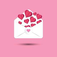 Einzelner Umschlag mit Liebesartpapierschnitt-Valentinstagvektor. rosa Hintergrund. Vektor-eps10 vektor