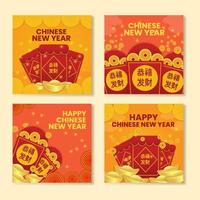 kinesiska nyåret sociala medier med rött paket vektor