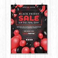 affisch svart fredag mall med realistisk ballong vektor