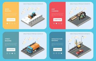 stadsrengöringsmaskiner webbkoncept vektor