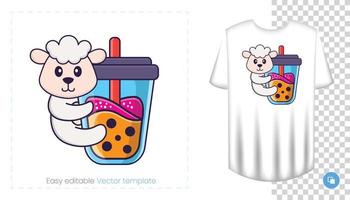 süßer Schafscharakter. Drucke auf T-Shirts, Sweatshirts, Handyhüllen, Souvenirs. isolierte Vektor-Illustration auf weißem Hintergrund. vektor