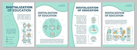 digitalisering av utbildningssystem broschyr mall. e-lärande. flygblad, häfte, broschyrtryck, omslagsdesign med linjära ikoner. vektorlayouter för presentation, årsredovisningar, annonssidor vektor