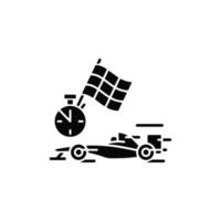 Formelrennen schwarzes Glyphensymbol. einsitziges Auto fahren. Autorennen der Extraklasse. professionellen Motorsport. offenes Fahrzeug. Silhouette-Symbol auf Leerzeichen. isolierte Vektorgrafik vektor