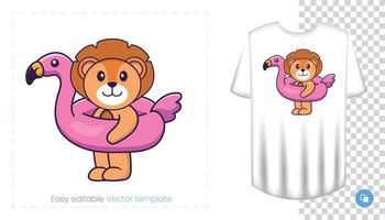 süßer Löwencharakter. Drucke auf T-Shirts, Sweatshirts, Handyhüllen, Souvenirs. isolierte Vektor-Illustration auf weißem Hintergrund. vektor