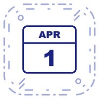 Datum des 1. Aprils für einen Tageskalender vektor