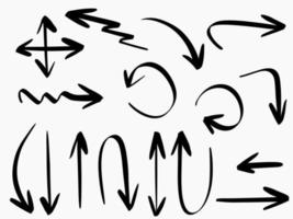 Hand gezeichneter Pfeil-Icon-Set isoliert auf weißem Hintergrund. Doodle-Vektor-Illustration.