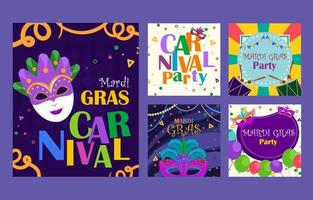 mardi gras karneval fest kort samling vektor