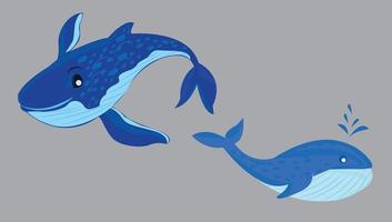 blå val illustration stor val blå fisk djur val ikonen tecknad stil vektor