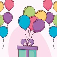 grattis på födelsedagspresent och ballonger vektor design