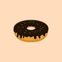 Donut-Illustration mit Schokoladenbelag. Donut-Vektor-Illustration flacher Design-Stil, Donut isolierte Illustration vektor