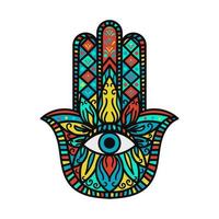 Hamsa Fatima Hand Tradition Amulett farbiges Symbol vektor