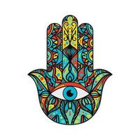 hamsa fatima hand tradition amulett färgglada symbol vektor