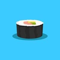 Sushi-Illustration mit Lachs, Avocado, Eiern und bestreutem Sesam. Sushi-Illustration flacher Design-Stil, japanische traditionelle Illustration, Sushi-Vektor vektor