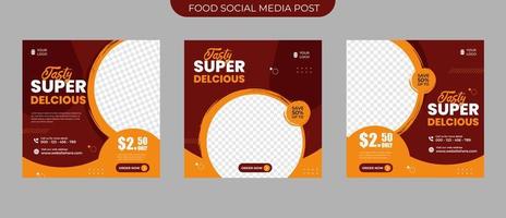 leckeres leckeres Essen Menü Restaurant Promotion Konzept für eine Reihe von editierbaren Social Media Post Flyer quadratischen Banner Vektor Vorlage