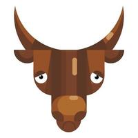 ledsen bull face emoji, deprimerad eller omtänksam ko ikon isolerade tecken vektor