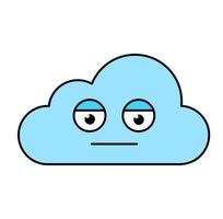 Pokerface-Wolken-Emoji-Umrissillustration vektor