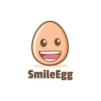 leende ägg ansikte tecknad logotyp design inspiration vektor