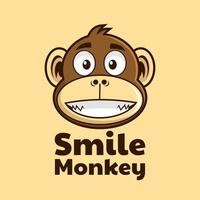 Cartoon Lächeln Affe Maskottchen Logo-Design vektor