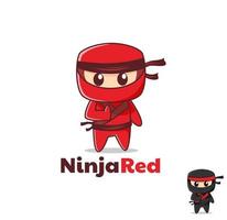 röd ninja maskot logotyp design inspiration vektor