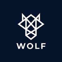 geometrisches Monoline-Wolfskopf-Logo-Design vektor