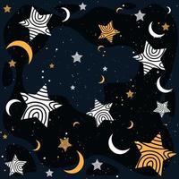 stjärnor och måne i mörkblå himmel seamless mönster vektor