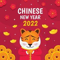 platt kinesiskt nyår 2022 koncept vektor