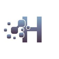 h logotypdesign för första bokstaven med digitala pixlar vektor