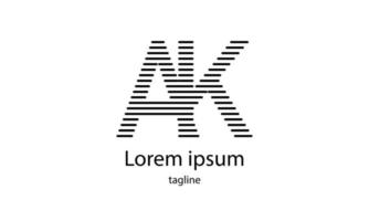 vektor initial bokstav ak enkel typografi logotypdesign