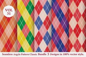 argyle klassiska mönster vektor bunt 5 mönster traditionell, tyg textur bakgrund