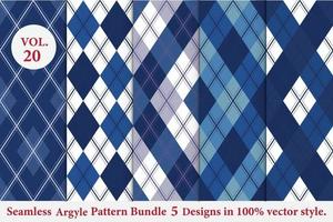 Argyle-Musterbündel 5 Designs, Argyle-Vektor, geometrisch, Hintergrund, Geschenkpapier, Stoffstruktur, klassisch gestrickt, kariert vektor