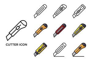 Cuttermesser Icon Set Vektor-Design-Vorlage vektor