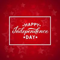glad självständighetsdagen kalligrafi hand bokstäver på röd bakgrund. 4 juli firande affisch vektor illustration. lätt att redigera mall för logotypdesign, gratulationskort, banner, flygblad, etc.