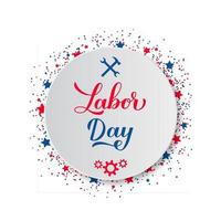 labor day kalligrafi hand bokstäver på vit pappersplatta. lätt att redigera vektormall för typografiaffisch, banderoll, logotypdesign, flygblad, gratulationskort, vykort, festinbjudan, etc vektor