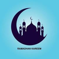 Ramadan Kareem, Eid Mubarak islamisches Design der Mond- und Moscheekuppelsilhouette mit dem Muster. vektor