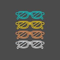 uppsättning glasögon vektorillustration i 4 olika färger röd, blå, rosa och gul i linjekonstdesignstil. enkla färgglada solglasögon ikon. vektor