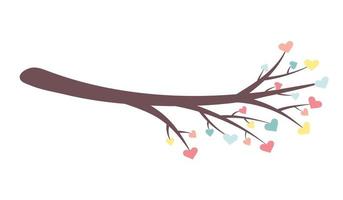 Zweig mit Blättern in Form von Herzen. vektor