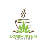 Cannabistee, Hanftee, grüner Tee Logo-Design kostenloser Vektor