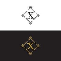 Luxus-Briefmarke x Logo-Design-Vektor-Vorlage vektor