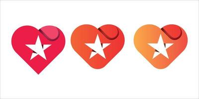 kärlek och stjärna vektor ikon design illustration mall