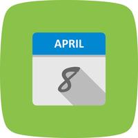8. April Datum an einem Tageskalender vektor