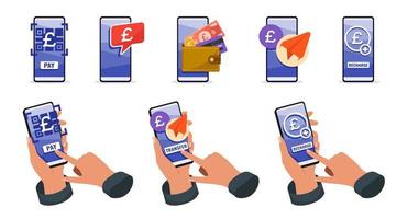 Mobiles Online-Banking mit Pfund Sterling Geld vektor
