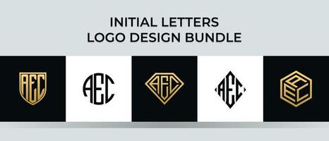 initiala bokstäver aec logotyp design paket vektor